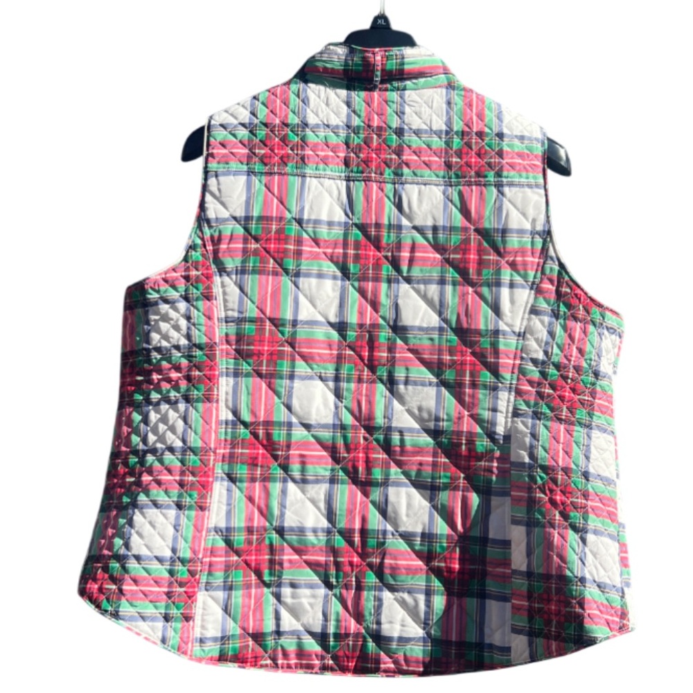 NWT Crown & Ivy Curvy Plus Size 3X Puffer Icon Vest Lattice Print Ivory Plaid - Picture 4 of 12